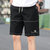 2021夏季简洁坠感五分裤休闲运动宽松沙滩裤男士大裤衩薄款(黑色 XL)第4张高清大图
