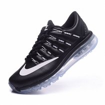 耐克男鞋NIKE AIR MAX2016皮面气垫飞线女鞋跑步鞋806771(黑白)