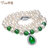 蒂蔻T0466优雅绿玉髓珍珠项链女士款 国美超市甄选第2张高清大图