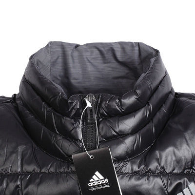 阿迪达斯羽绒服男装2016冬季运动休闲薄款保暖立领外套夹克AA1367(黑色 L)