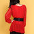 OopsCiah 简约时尚纯色连衣裙（配皮带） 96802(红色 均码F)第4张高清大图