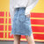2018夏季新款a字包臀裙不规则半身裙高腰牛仔短裙(蓝色(破洞款) XL)第2张高清大图