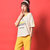 睡衣女夏短袖七分裤棉质家居服休闲时尚套装(黄色 XL)第4张高清大图