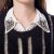 索晴韩版新款女装时尚性感镂空竖条纹透视圆领长袖针织毛衣蝙(米色 均码)第5张高清大图