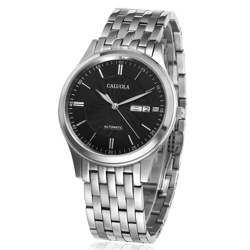 卡罗莱caluola 钢带全自动机械表男士手表 休闲*男表防水ca1080m(黑色