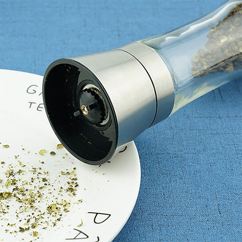 御良材304不锈钢手动研磨罐器研磨罐胡椒调料研磨器yb304ym1g玻璃瓶身