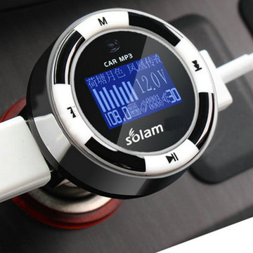 索浪 车载蓝牙MP3播放器 音乐车充 蓝牙免提 语音导航 电压检测 双USB充电 拥有14大拓展功能(黑色 普通)