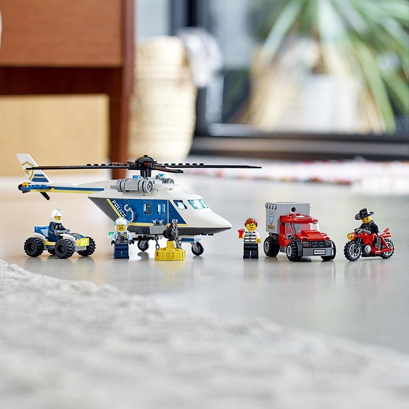 lego乐高城市系列警用直升机大追击60243拼插积木玩具