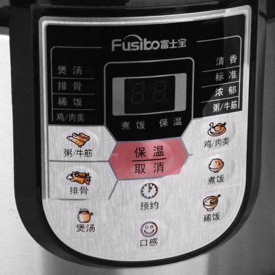 富士宝(FUSHIBO)微电脑式电压力煲YBW-426AT营养：全密封烹调，食物营养保存率高，原汁原味，饭质松软可口