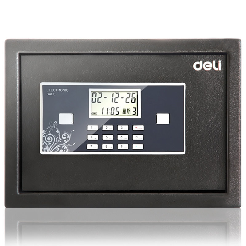 得力deli92619保险箱家用小型迷你双层入墙保险柜92619双报警保管箱