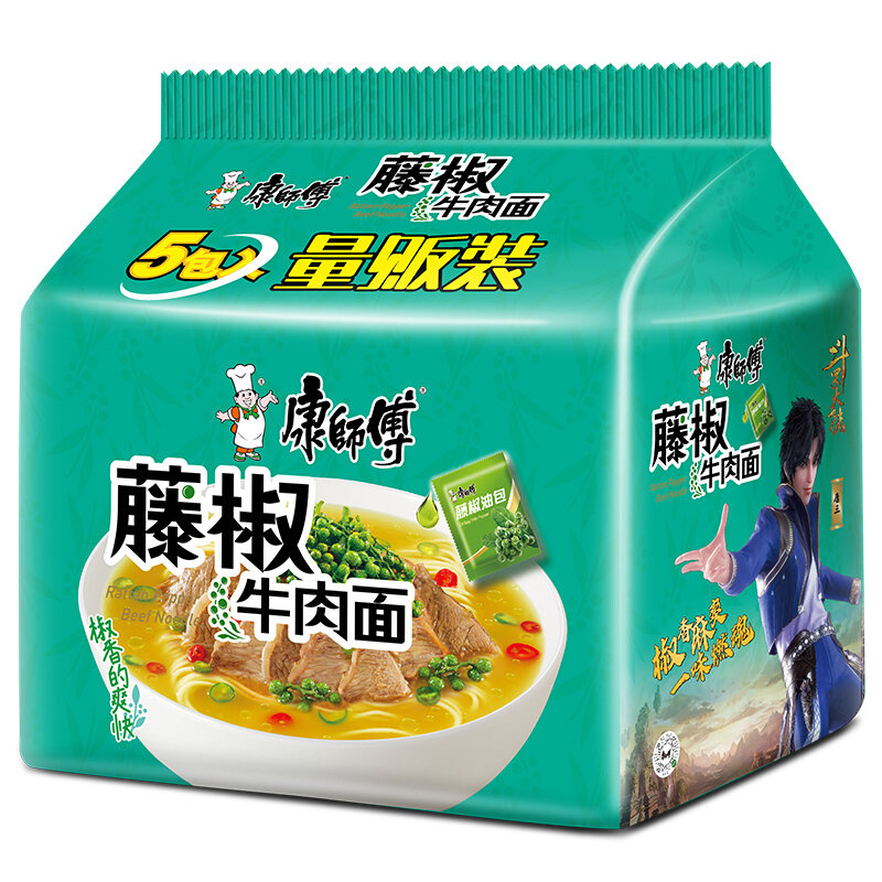 康师傅藤椒牛肉面五连包国美超市甄选