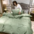 法澜兰卡100%纯棉四件套40S全棉床单被套被罩纯色床上用品4件套(字母-灰绿)第5张高清大图