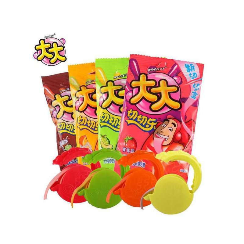 卷切切乐青柠口味8袋装口香糖儿童糖果零食童年超人泡泡糖蜜瓜味1盒