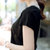MISS LISA短袖T恤夏装针织衫v领撞色韩国东大门宽松气质打底衫T3247(黑色 M)第2张高清大图