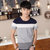 夏季男士短袖t恤 潮流韩版修身男式T恤棉男装(蓝色 XL)第2张高清大图