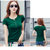 阿美氏女装棉质T恤衫女士小衫上衣 夏季短袖纯色修身韩版 SKM5/007(绿色 4XL)第4张高清大图