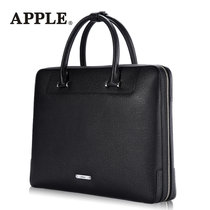 Apple苹果皮具 男包头层牛皮手提包男士电脑包公文包15015501012黑色(黑色)