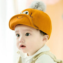 秋冬男童女童帽子0-3-6-12个月婴儿帽子1-2岁春婴幼儿鸭舌毛呢儿童帽子(桔色)