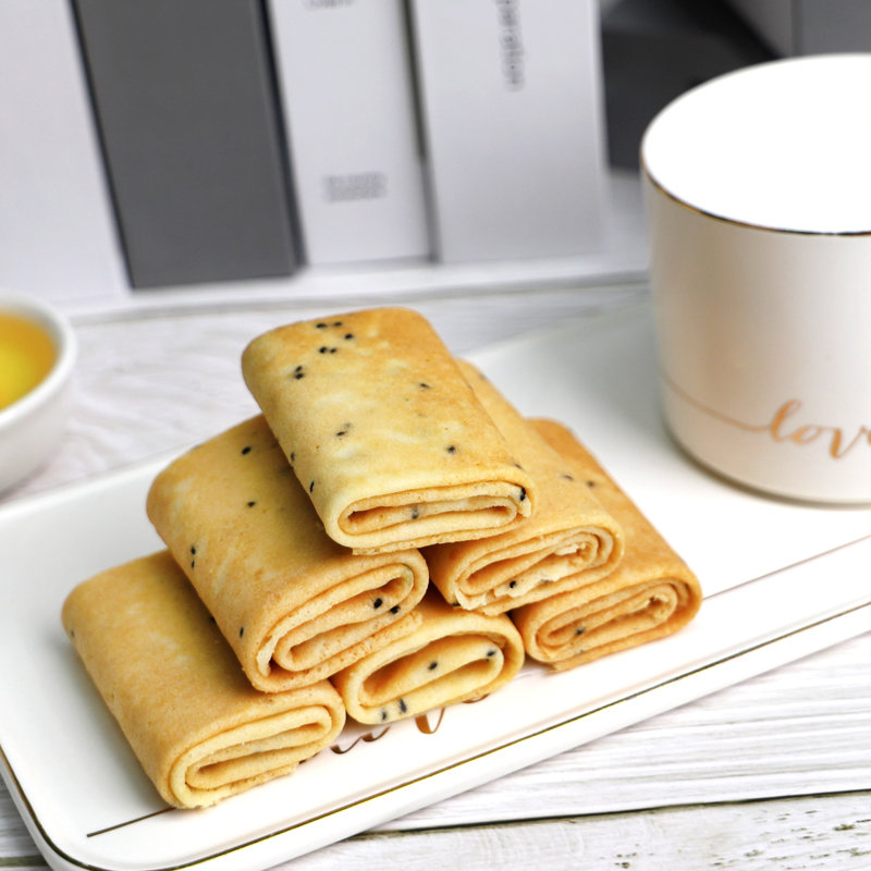 唛兆手工凤凰卷饼干芝麻海苔味整箱盒装办公室休闲零食品小吃