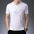 LIDEN AMANI 阿玛尼男士短袖T恤衫棉质V领中青年商务休闲时尚上衣体恤(白色 170/L)第4张高清大图
