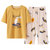 竟丰 夏季女士滑雪熊短袖睡衣七分裤家居服套装(77127黄色 L)第6张高清大图