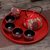 中国红色陶瓷结婚茶具套装创意婚庆用品长辈敬茶杯壶新婚礼品礼物  5件(5件)(石榴花(扁)1壶0)第2张高清大图