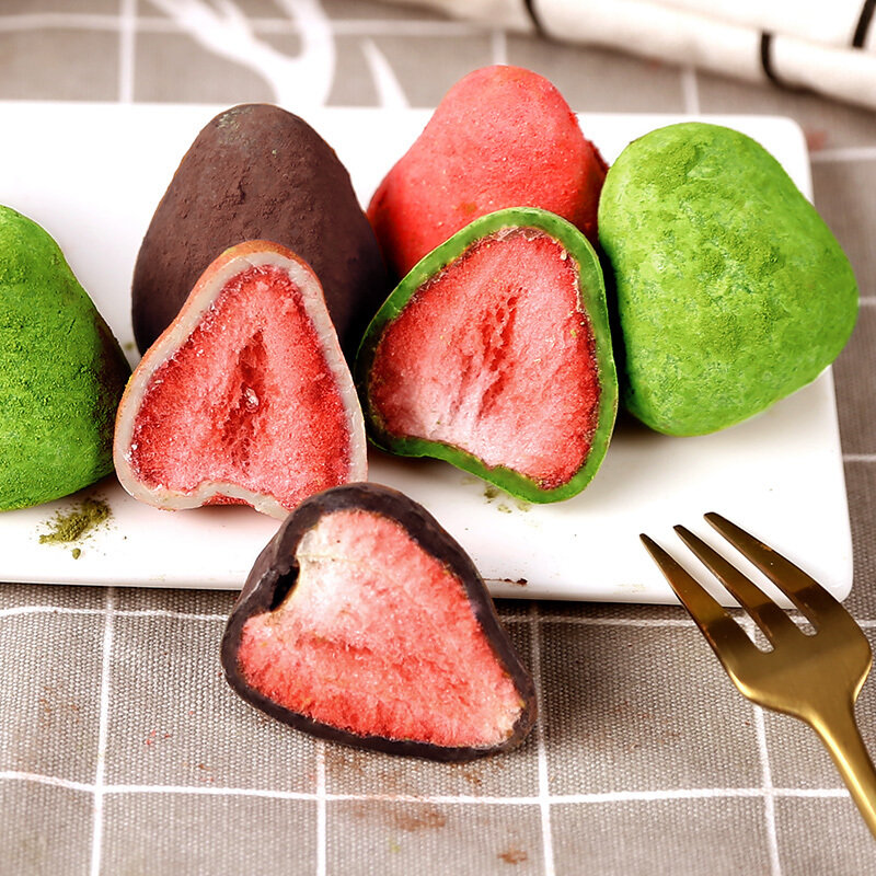 诺梵草莓抹茶巧克力豆100g 休闲零食情人节送女友