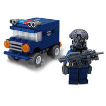 高博乐SWAT防爆特警警车带人仔武器城市警察系列积木儿童玩具生日礼物乐高式颗粒套装模型战车亲子互动比赛室内男孩女孩玩乐(98506)