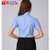 夏季女短袖衬衫 纯蓝色女式工作服 公司厂服职业工装衬衣可绣LOGO(深蓝色 XXL)第4张高清大图