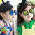 韩国儿童眼镜 明星太阳镜品牌太阳镜 树脂儿童墨镜(绿色)第2张高清大图