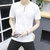 左岸男装 夏季新款韩版男士V领短袖T恤男生修身半袖上衣潮(白色 4XL)第3张高清大图