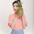 七格格2017夏装新款甜美纯色木耳边袖子装饰宽松短袖T恤女N658(裸粉 XL)第3张高清大图