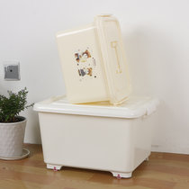 2个装乐服 防尘储物箱塑料加厚整理箱有盖加大衣物收纳箱组合套装(白色45L+白小熊20L 两件套)