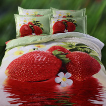 囍人坊  床上用品动物花卉4件套1.8m/2米床单被套 韩式3D春夏秋冬四件套(草莓 1.5M-2.0M)